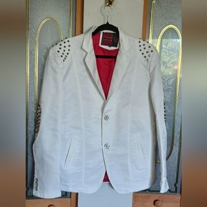 Vassari White Jacket Studded Patch Women's Size M